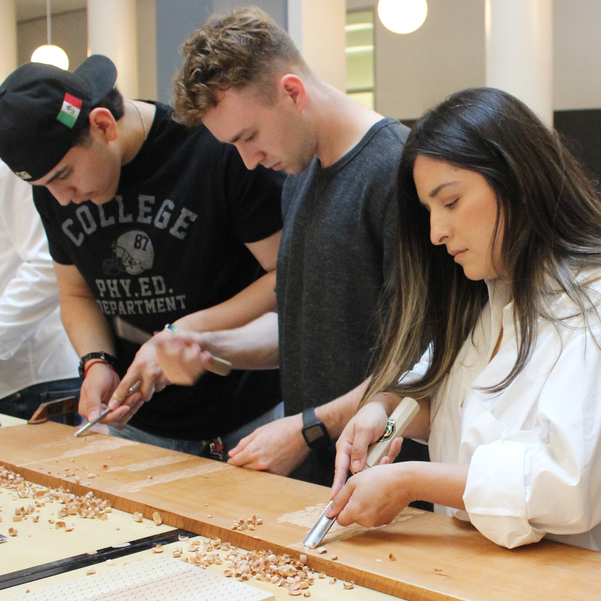 students working with materials