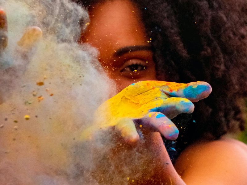 Student at Holi event