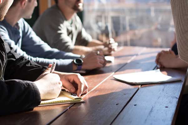 group of peers having a group discussion 