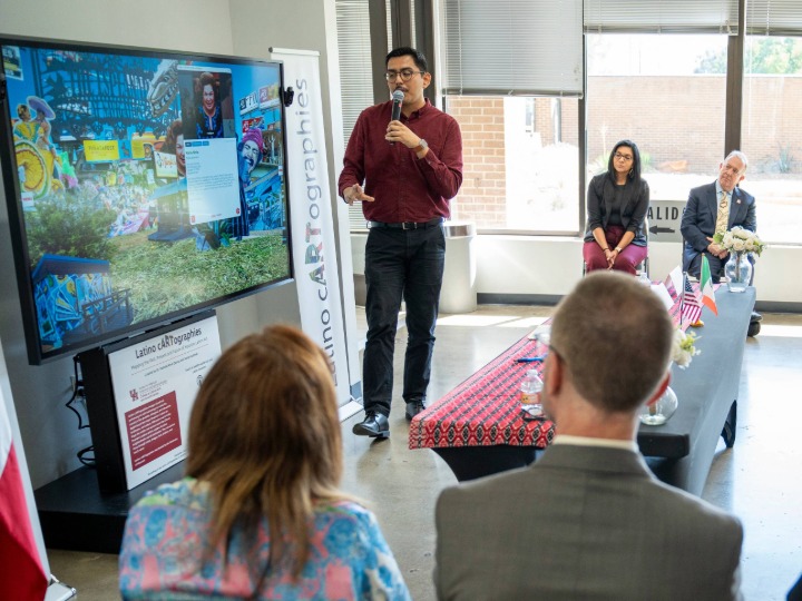 Latino cARTographies digital board on display