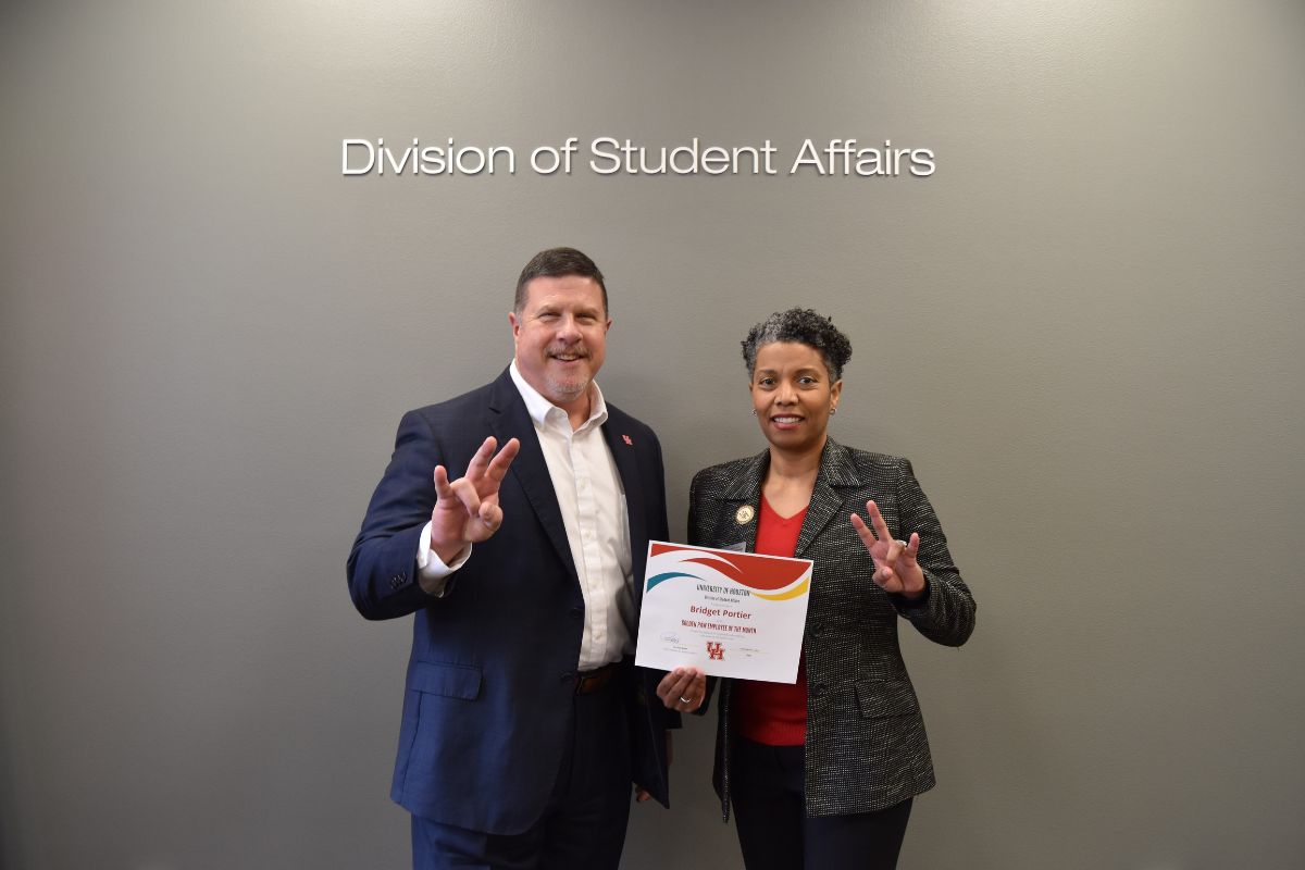 Bridget Portier (Right), Associate Director of CARS (Conference and Reservation Services) and Events and Hospitality for the Student Centers, pictured with Vice Chancellor/Vice President for Student Affairs, Dr. Paul Kittle.