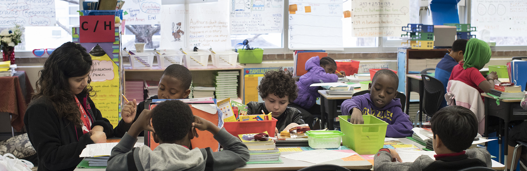 Teacher in the classroom with students