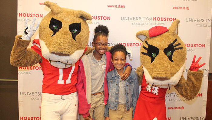 Shasta and Sasha with middle school students