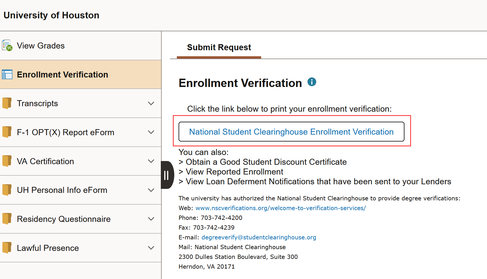 NSC Enrollment Verification
