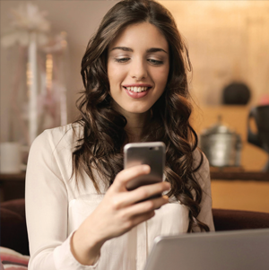 Woman looking at her cell phone