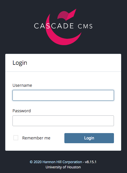 Cascade login panel