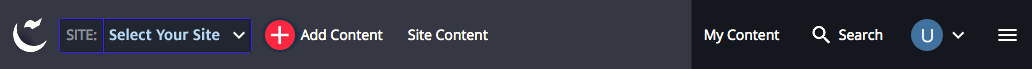 Cascade Menu Bar showing Add Content and Site Content  - only available when user is inside a site