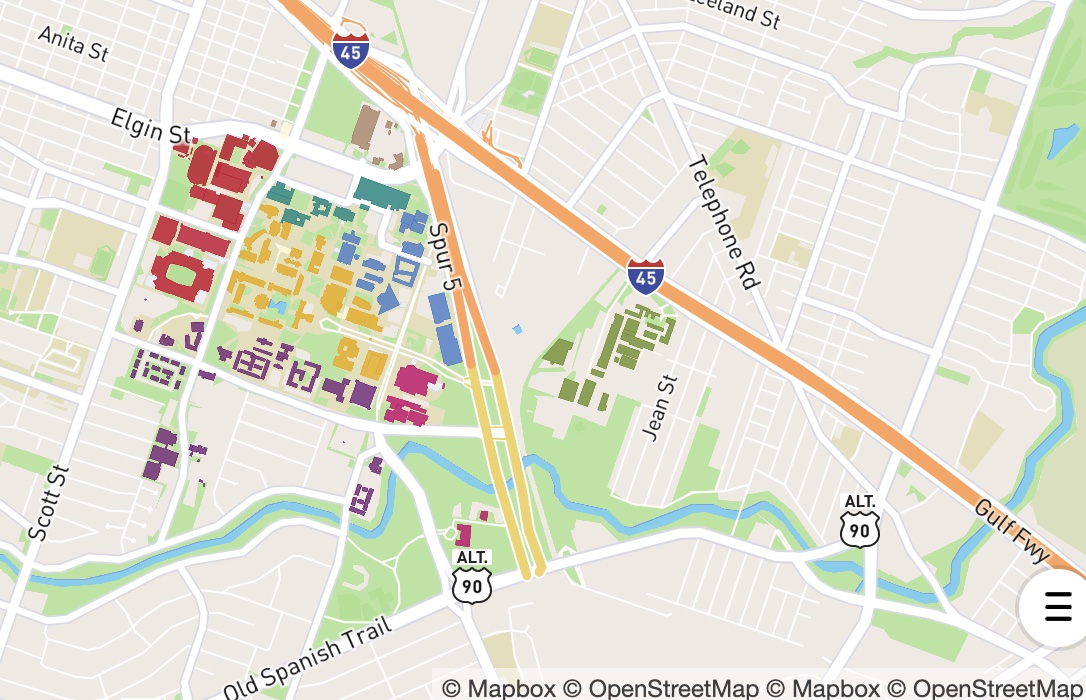 Screen capture of the UH Central Campus online map