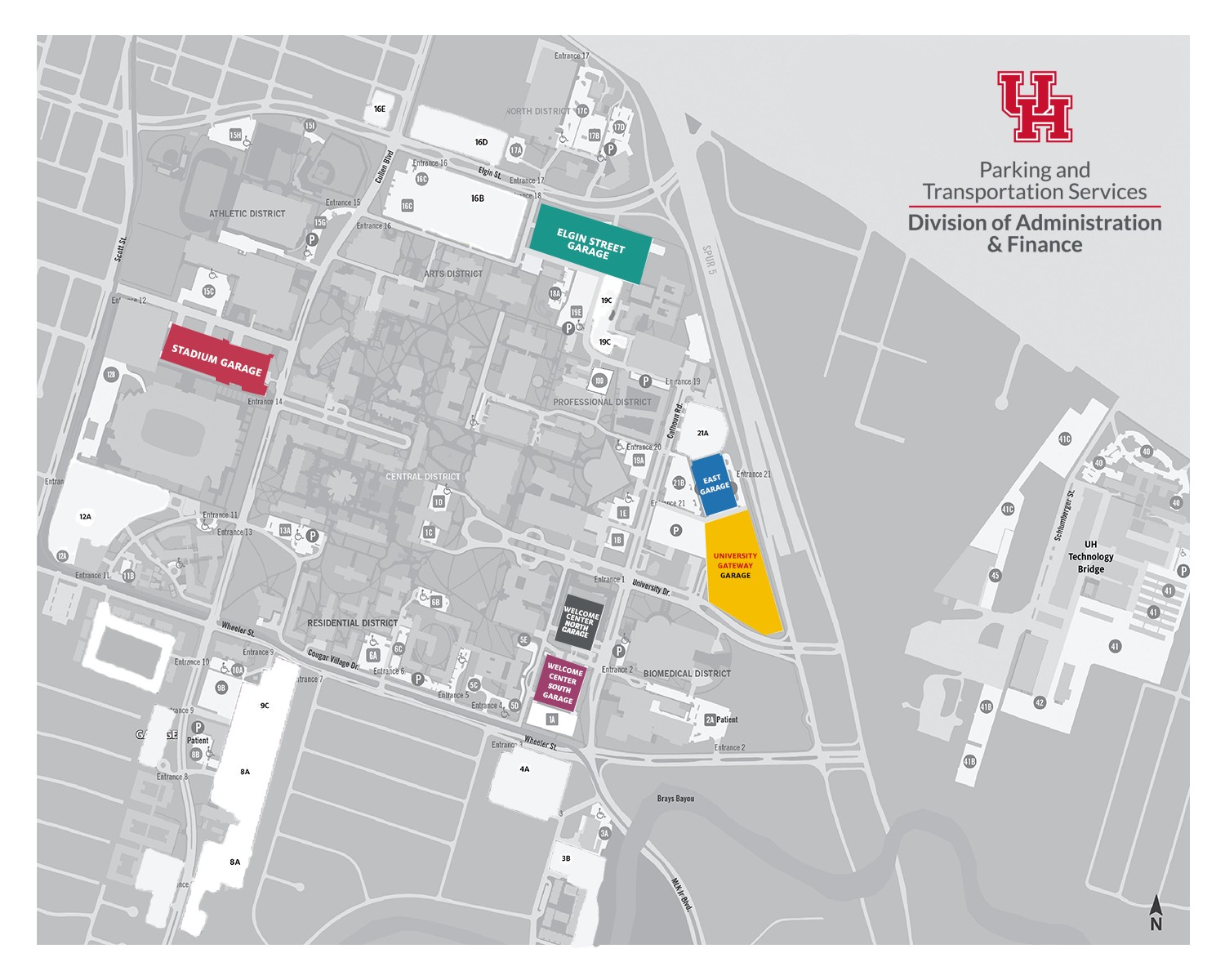 Map of UH parking garages