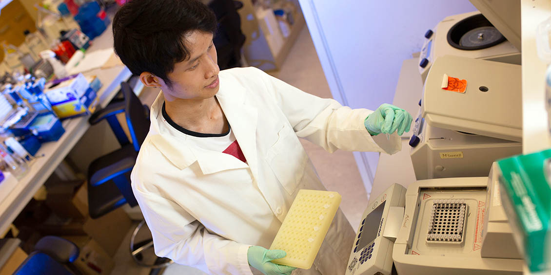 student working in lab