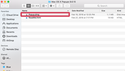 Run Popup.dmg file